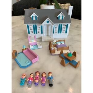 Vintage 1994 Blue Bird Galoob My Pretty Doll House, Furniture, & Family Set